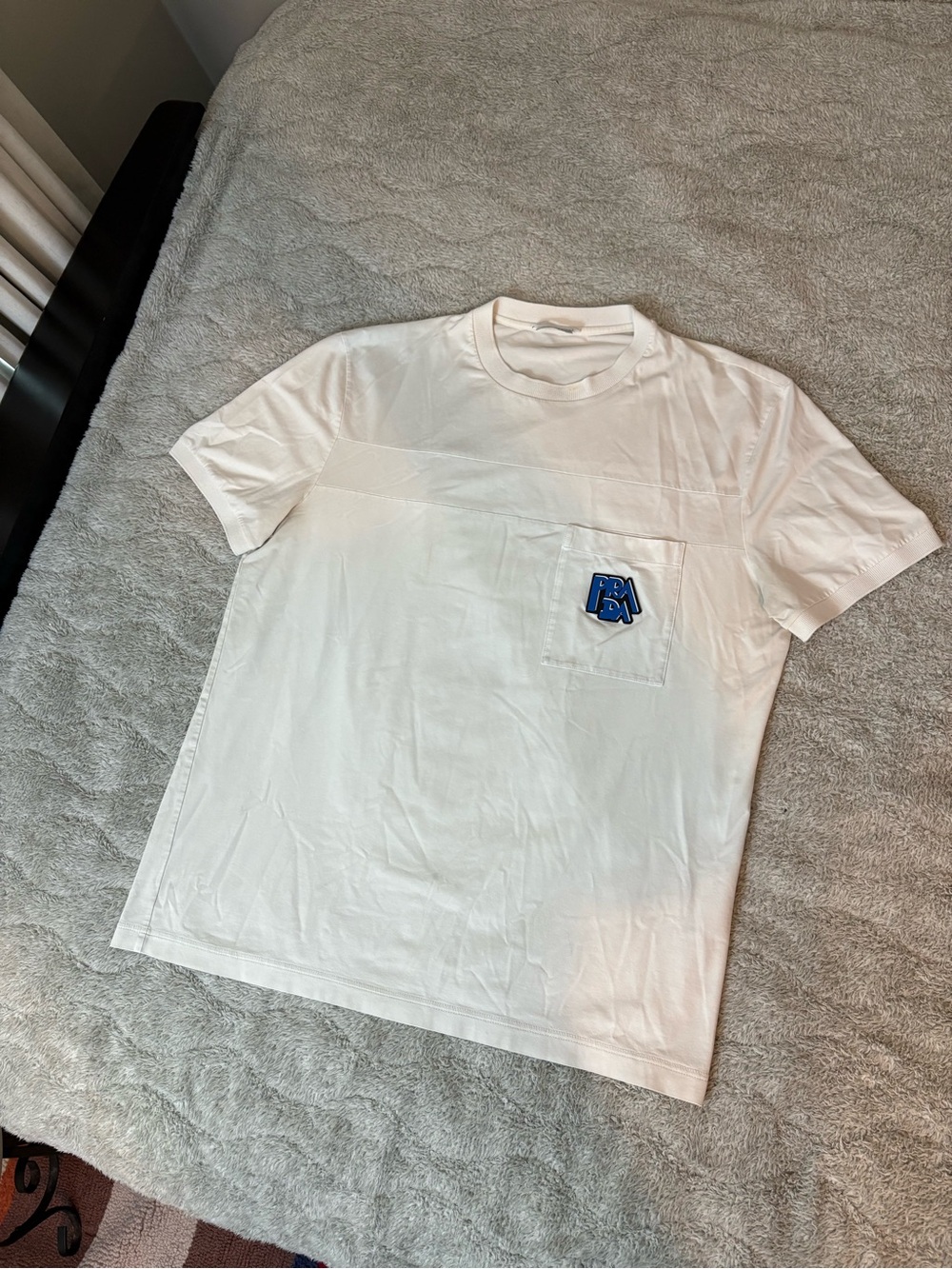 Prada Rubber Spellout Logo Emblem Pocket Tee Shirt